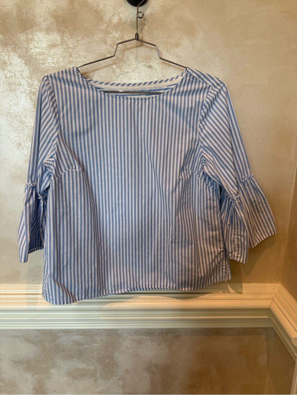 Vineyard Vines Blue and White Striped Bell-Sleeve Blouse